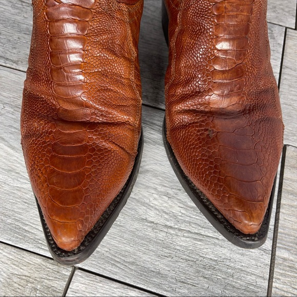 Cuadra Ostrich Leather Cowboy Western Boots Mens Brown Sz 9 Mex 28. - Picture 13 of 14